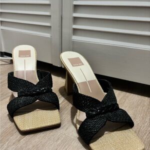 Dolce Vita Black and Tan Woven Heels